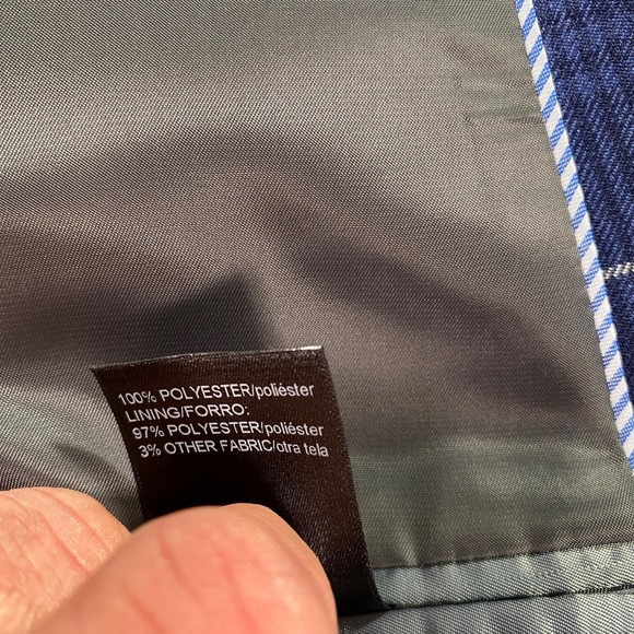 Haggar Blazer Mens 52R Blue Plaid Windowpane Tailored Fit Sport Coat Jacket - Picture 11 of 12